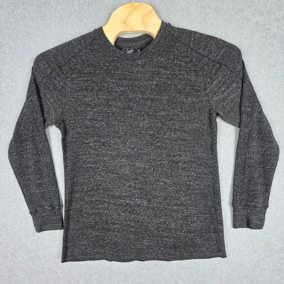 Grayers Mens Medium Gray Thermal Waffle Long Sleeve Crew Neck Shirt - Picture 1 of 14